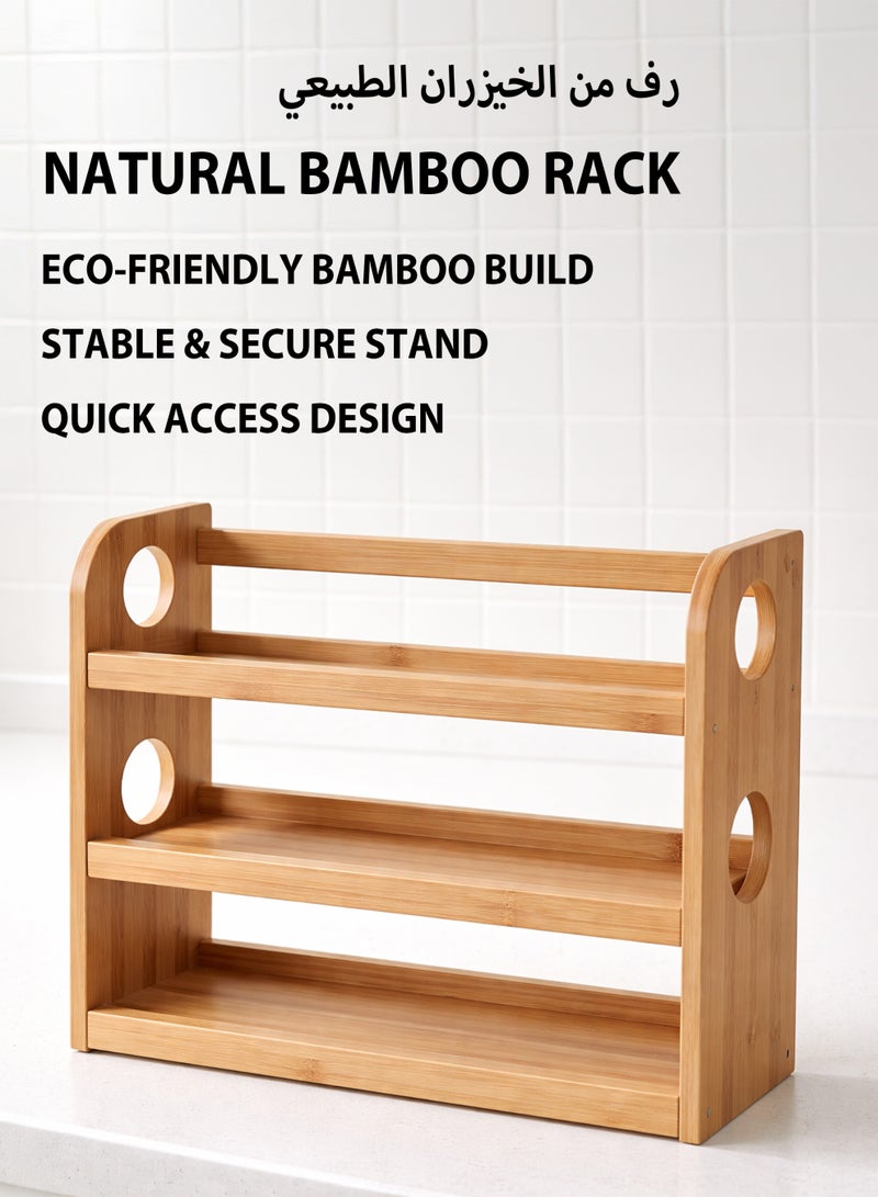 توشيونيكس طقم برطمانات توابل زجاجية مكون من 7 قطع مع رف من الخيزران ذي طبقتين | برطمانات تخزين مضلعة من زجاج البوروسيليكات مع أغطية محكمة الإغلاق من الخيزران | منظم سطح المطبخ للتوابل والأعشاب والبهارات - Image 5